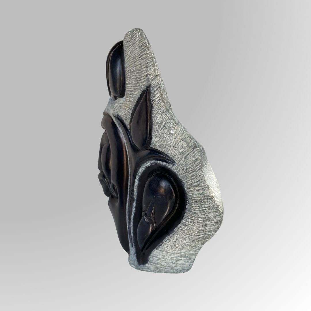 Handcrafted Abstract Black Stone Statue