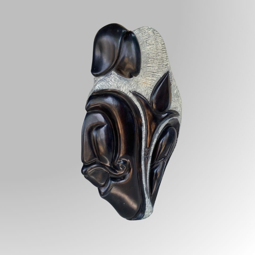 Handcrafted Abstract Black Stone Statue