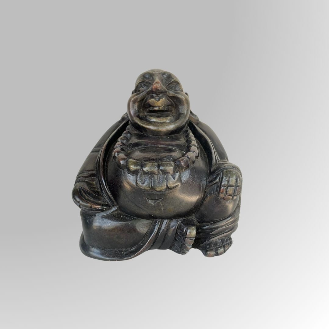 Handcrafted Laughing Buddha Stone Statue - Single Piece