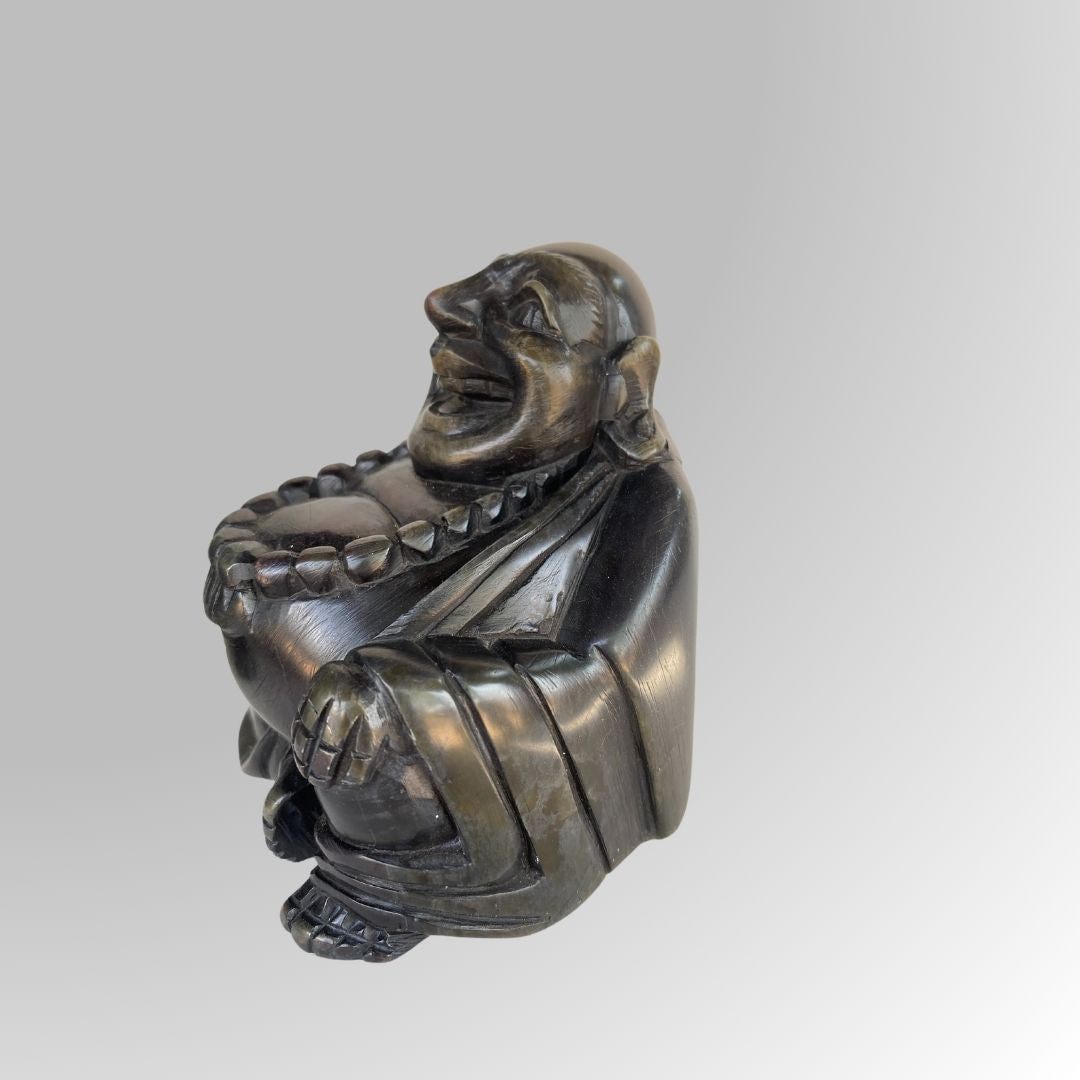 Handcrafted Laughing Buddha Stone Statue - Single Piece