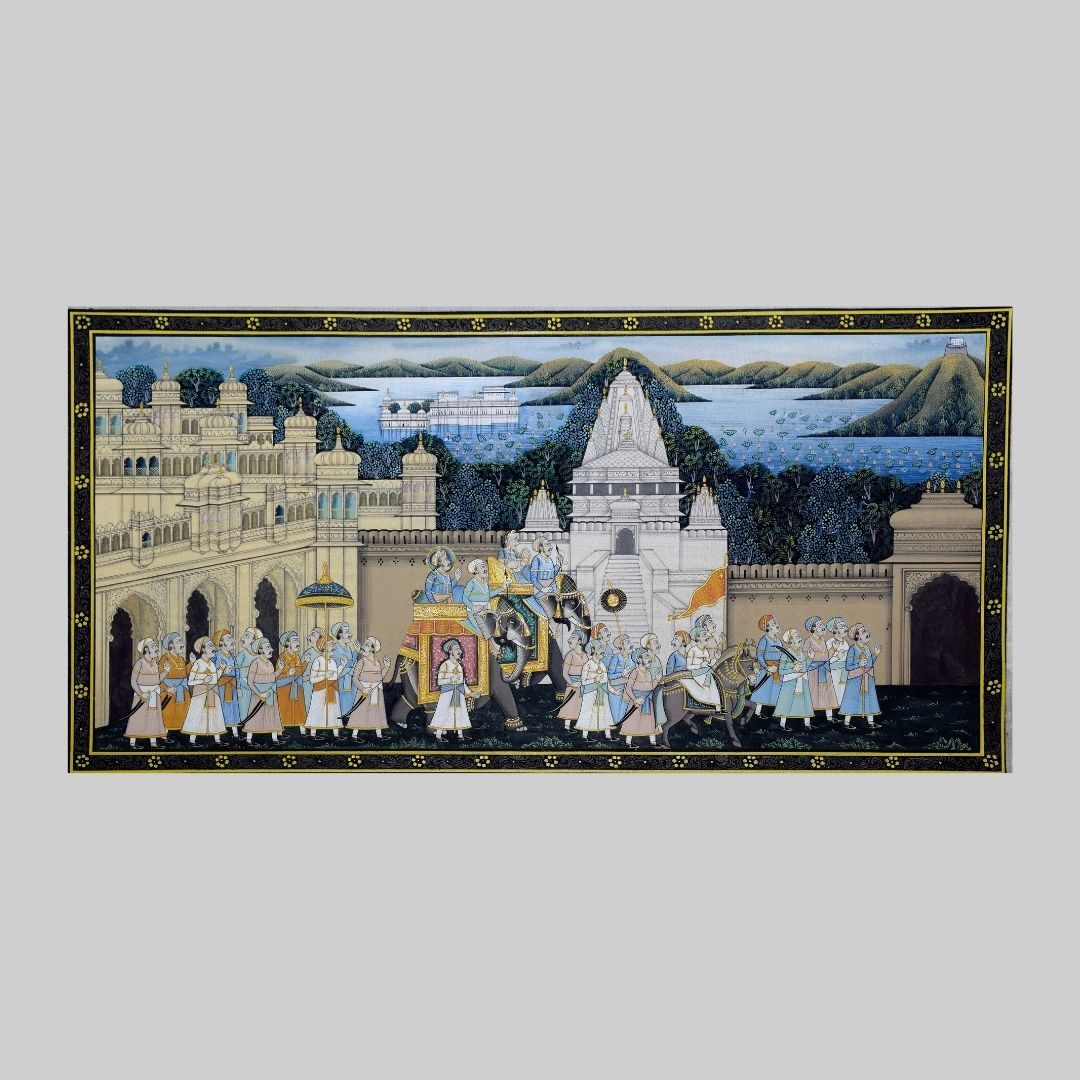 Traditional Mewar Palace  Miniature Painting Rajasthan 8