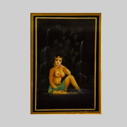 Unveiled beautiful woman miniature Painting 84