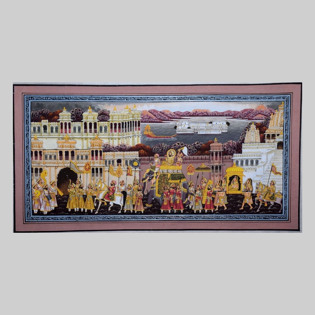 Royal  Wedding Procession Night Scene Miniature Painting 9