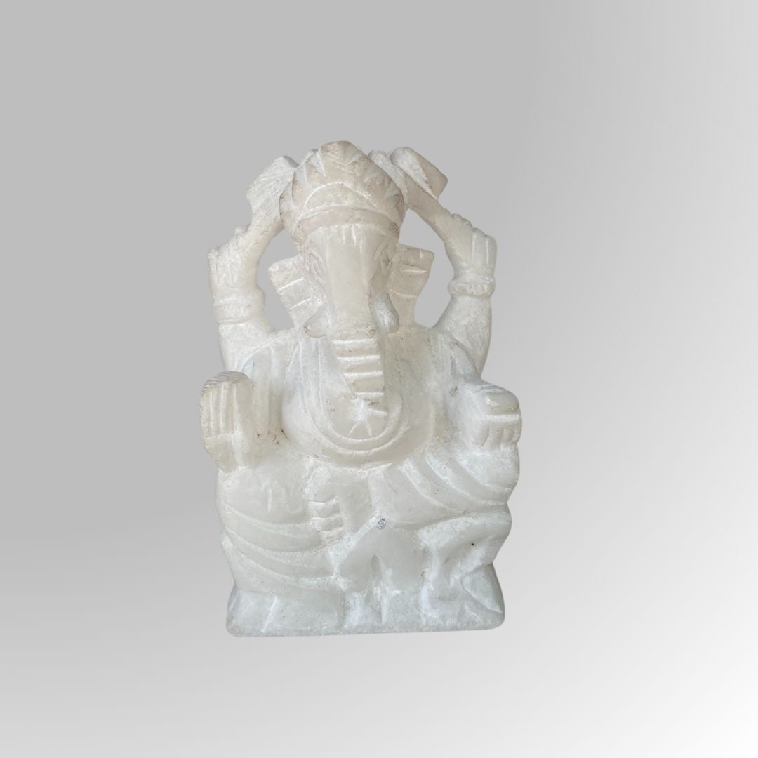 Modern White Stone Ganesha