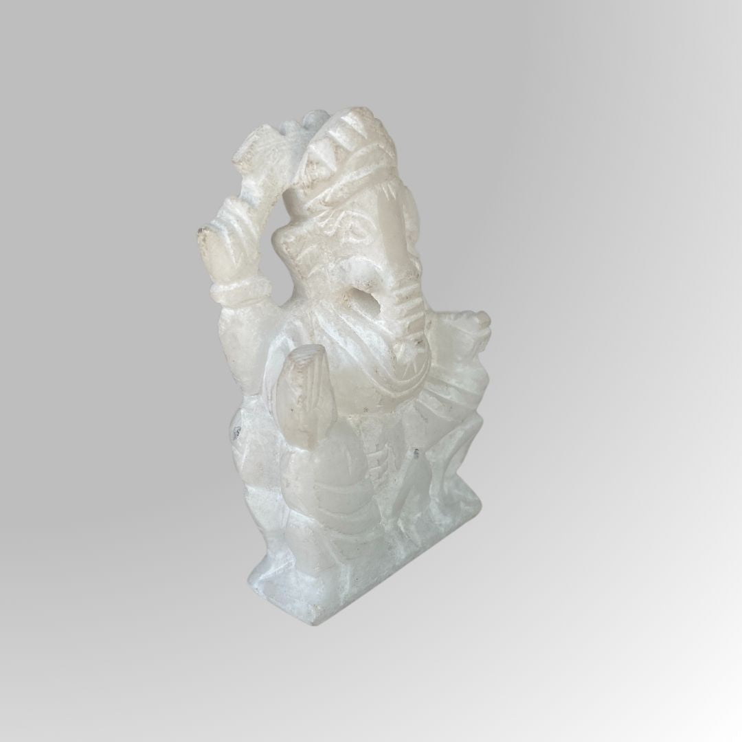 Modern White Stone Ganesha