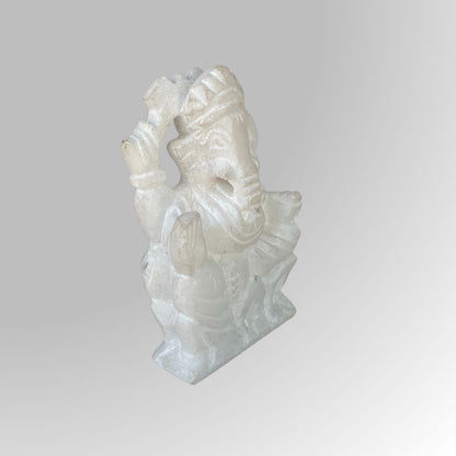 Modern White Stone Ganesha