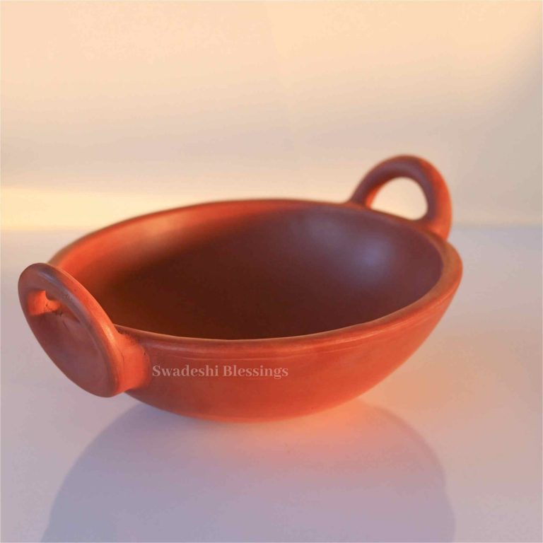 Unglazed Clay/Mitti/Earthen Kadai for Cooking, 1.8Liters