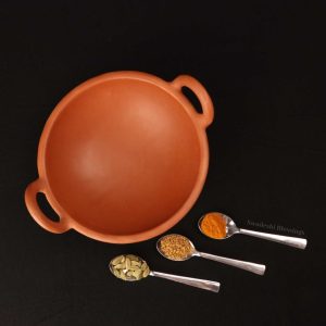 Unglazed Clay/Mitti/Earthen Kadai for Cooking, 1.8Liters