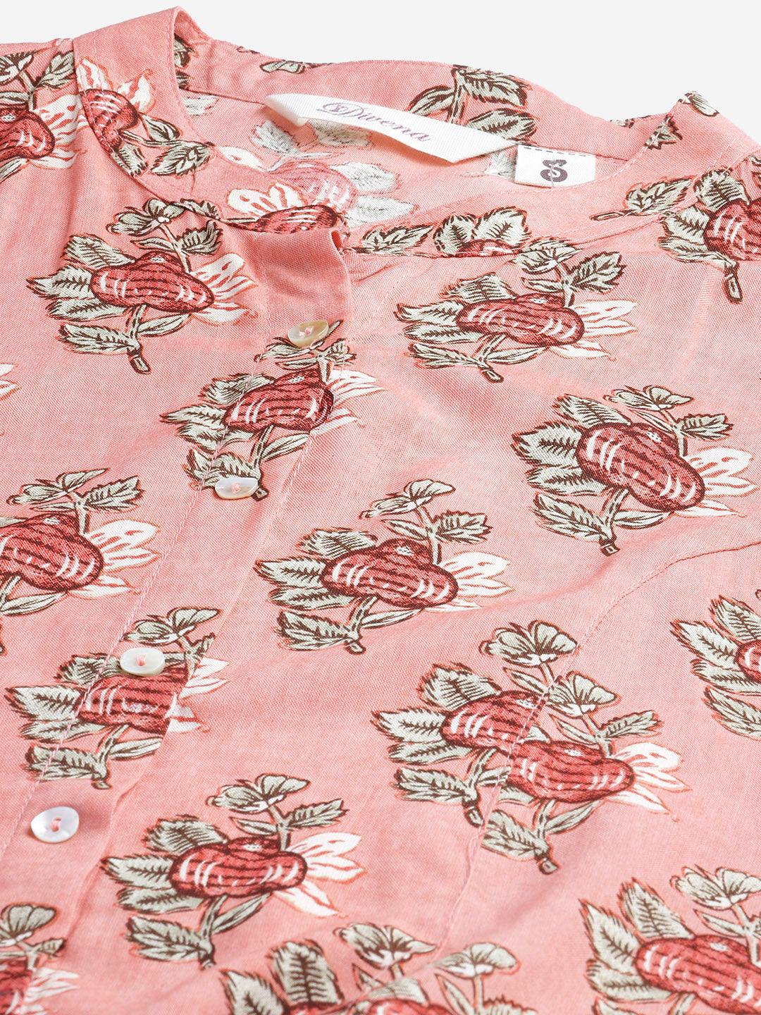 Jamal Jamaloo Peach Printed Rayon Top - Jamal Jamaloo