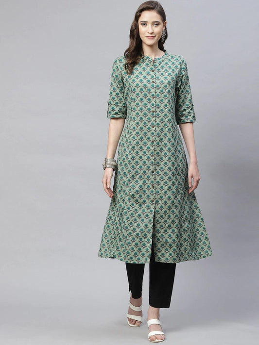 Jamal Jamaloo Green Cotton Flex Kurta - Jamal Jamaloo