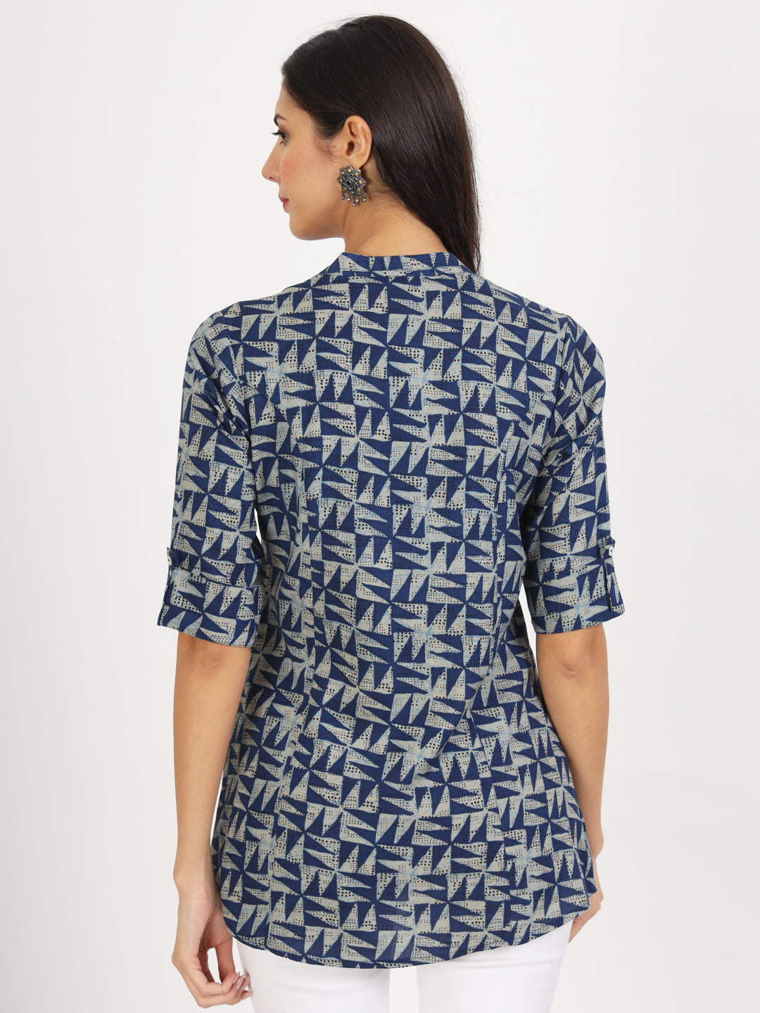 Blue Floral Printed Cotton Top