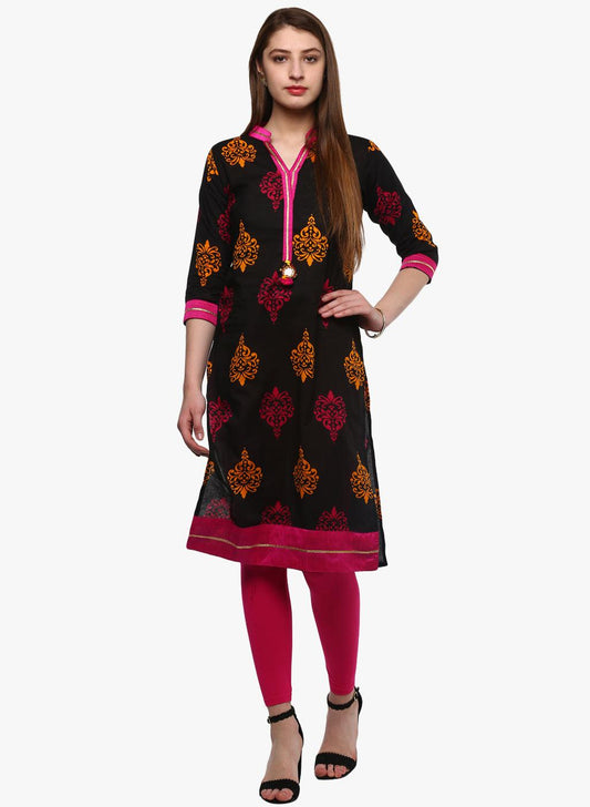 Jamal Jamaloo Printed Black cotton Kurti - Jamal Jamaloo