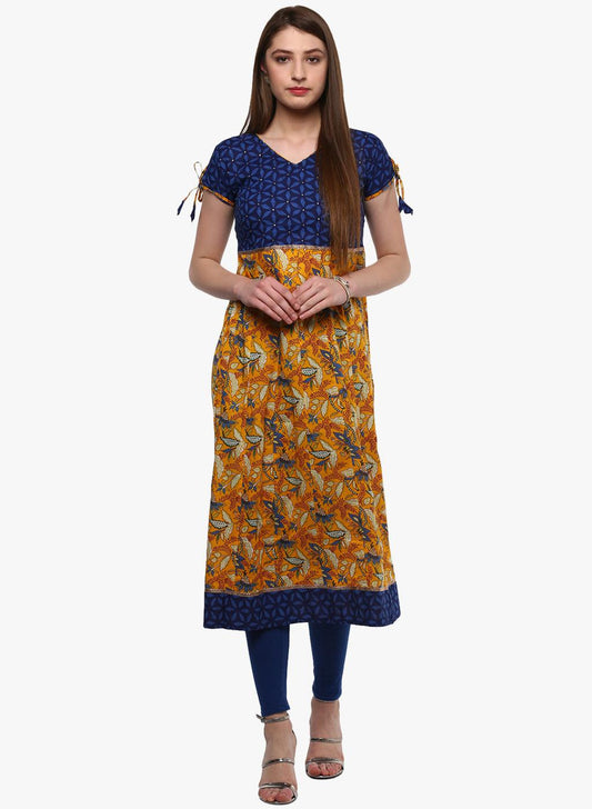 Jamal Jamaloo Gorgeous Blue And Mustard Anarkali - Jamal Jamaloo