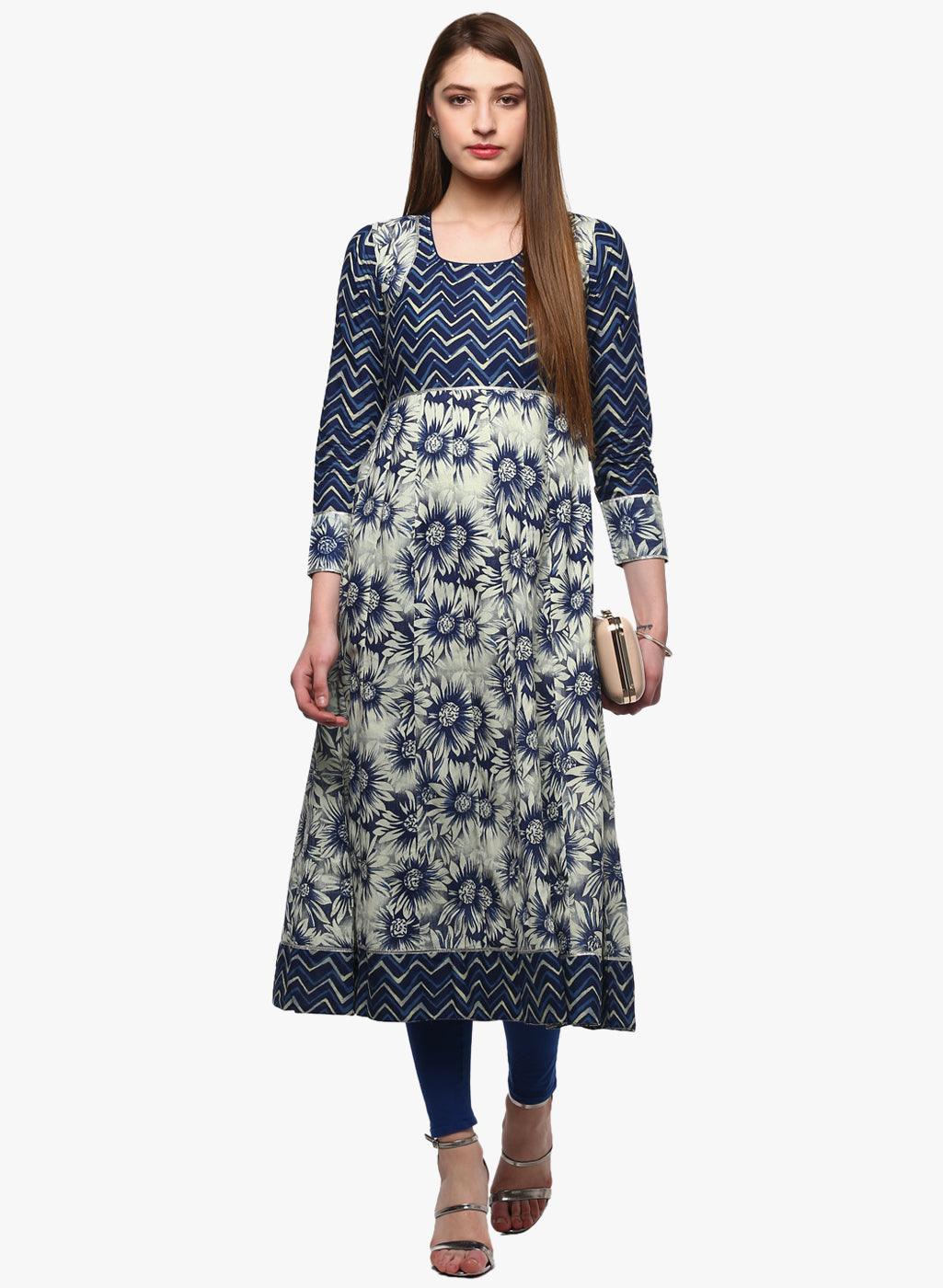 Jamal Jamaloo Indigo Printed Anarkali - Jamal Jamaloo