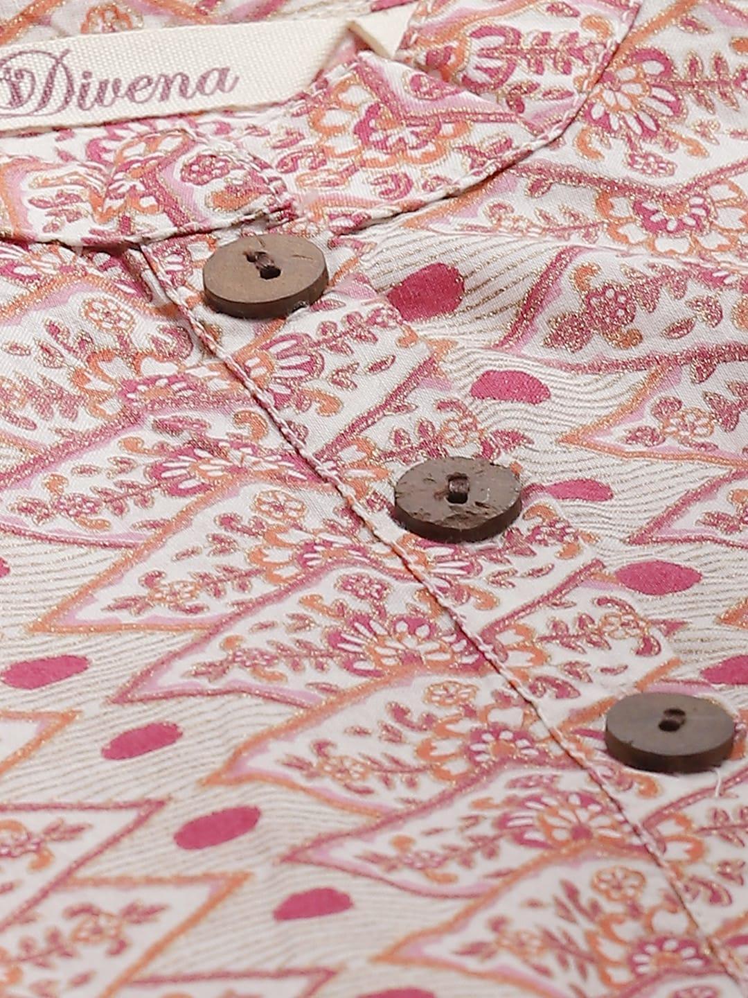 Jamal Jamaloo White Peach Maxi Style Kurta - Jamal Jamaloo