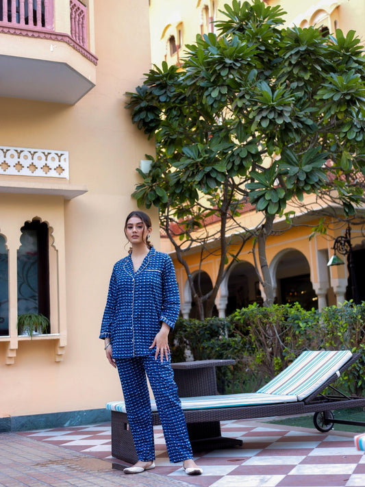 Jamal Jamaloo Blue Printed Night suit - Jamal Jamalooworld.com