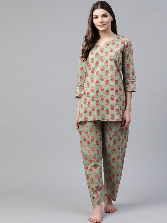 Jamal Jamaloo Green Printed Loungewear /Nightwear - Jamal Jamaloo