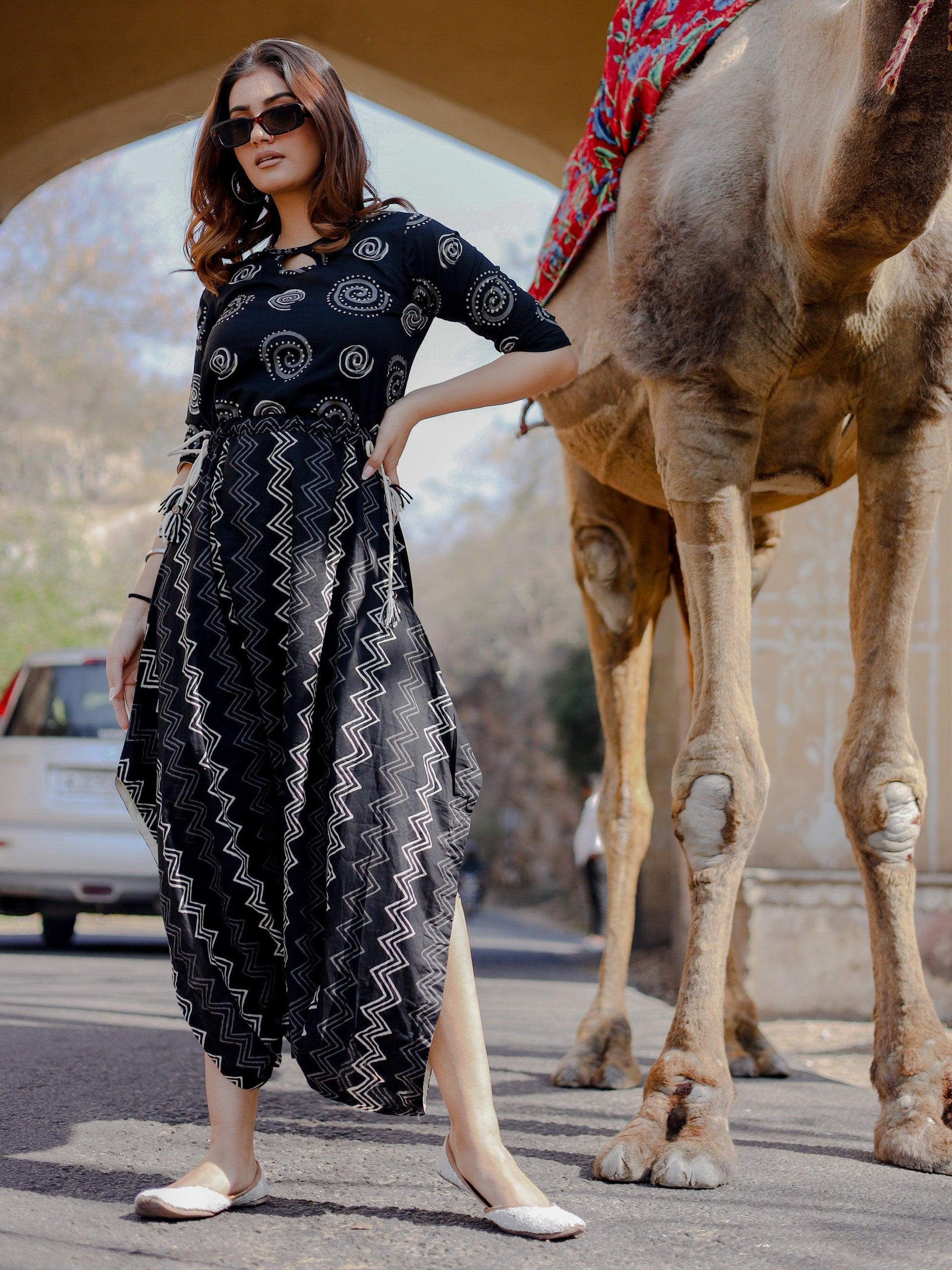 Jamal Jamaloo Black Dhoti Style Cotton Jumpsuit - Jamal Jamalooworld.com