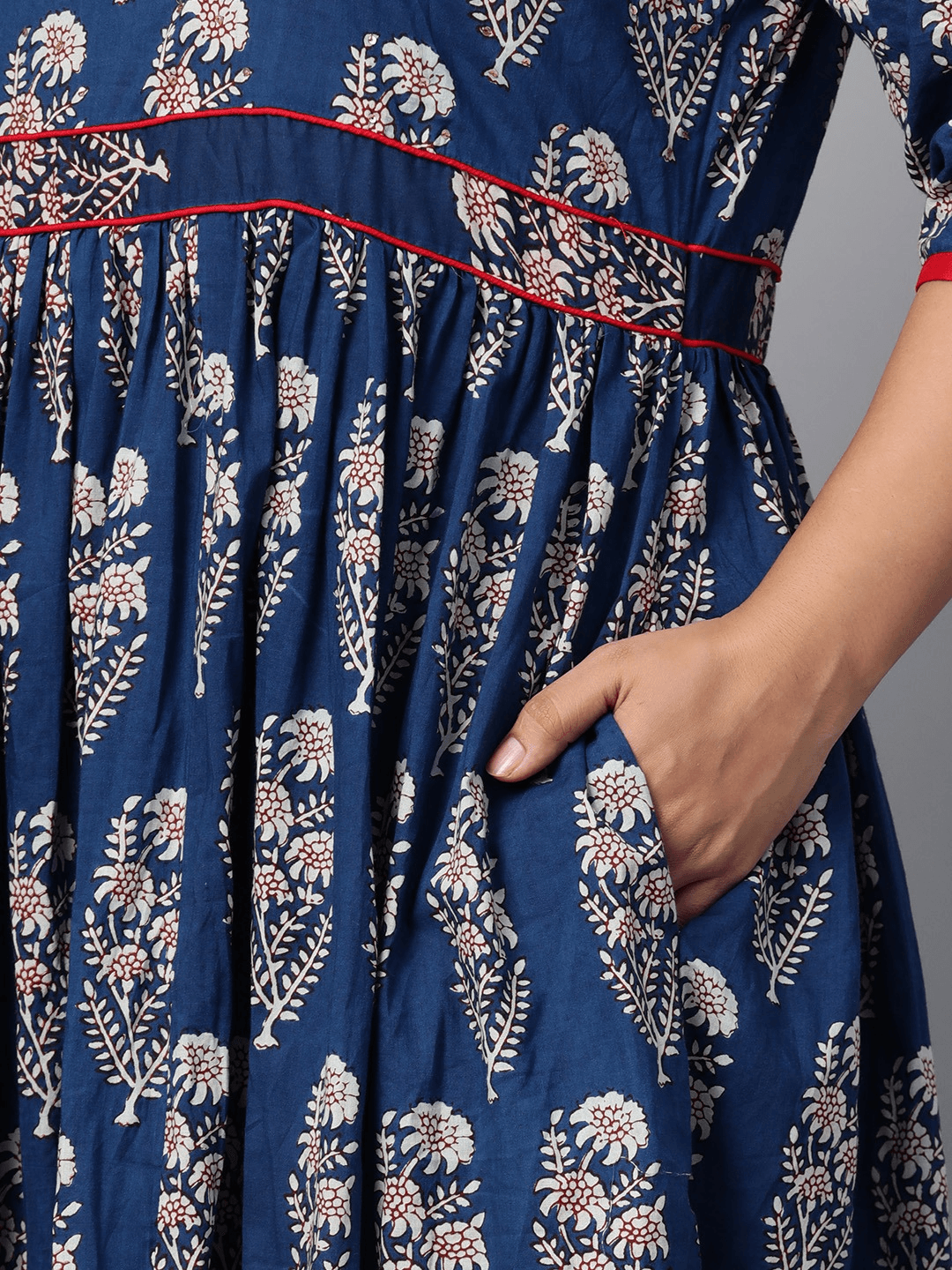 Plus Size Royal Blue Printed Floor Length Anarkali - Jamal Jamaloo