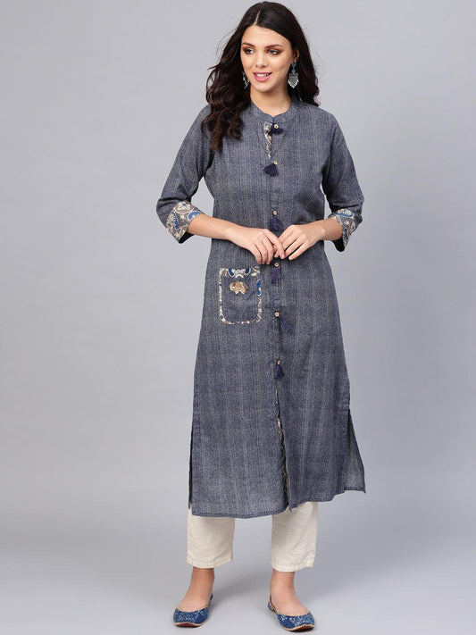Jamal Jamaloo Blue Straight Kurta - Jamal Jamaloo