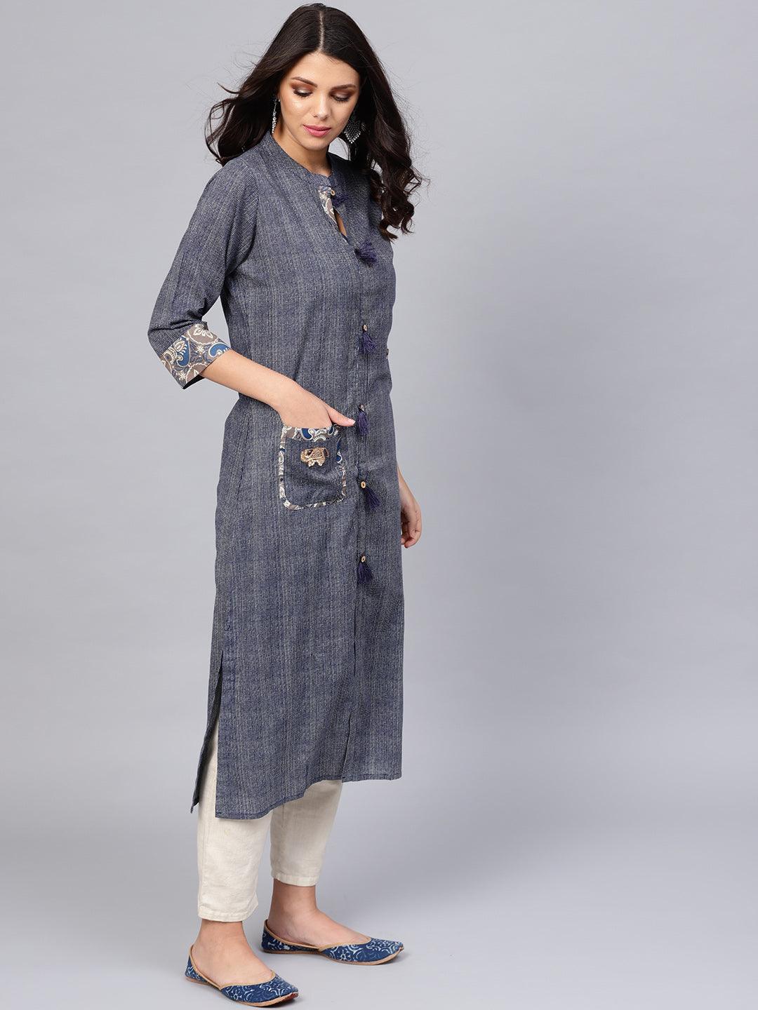 Jamal Jamaloo Blue Straight Kurta - Jamal Jamaloo