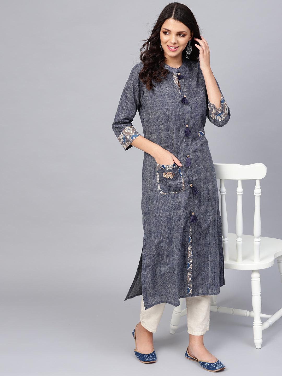 Jamal Jamaloo Blue Straight Kurta - Jamal Jamaloo