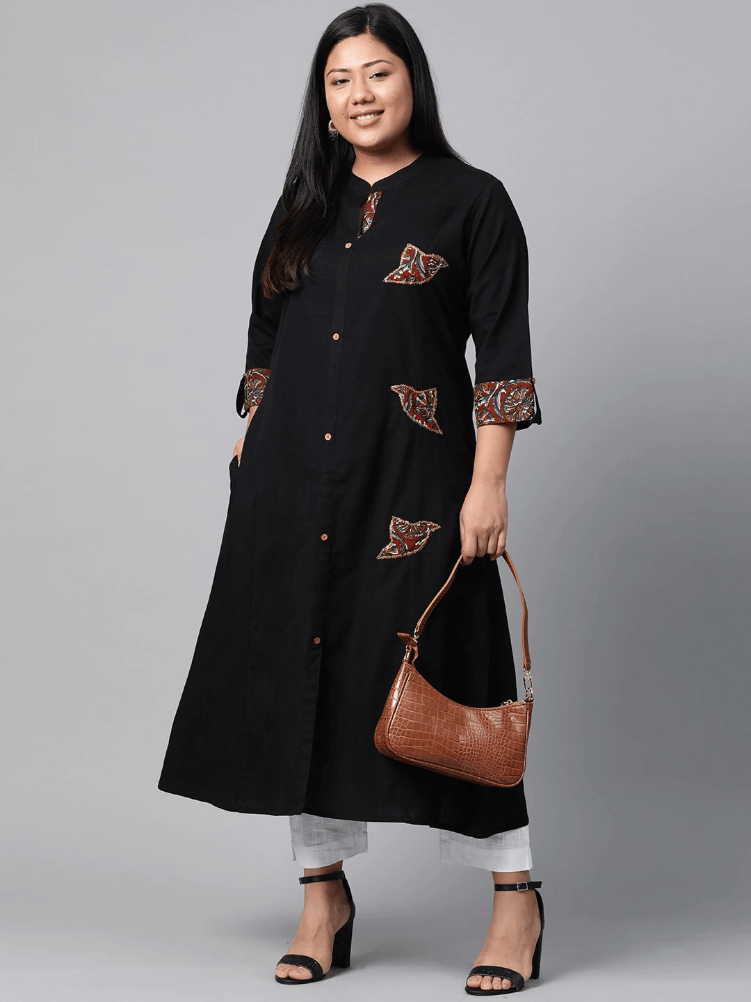 Plus SIze Sequin Work Black Kurta - Jamal Jamaloo
