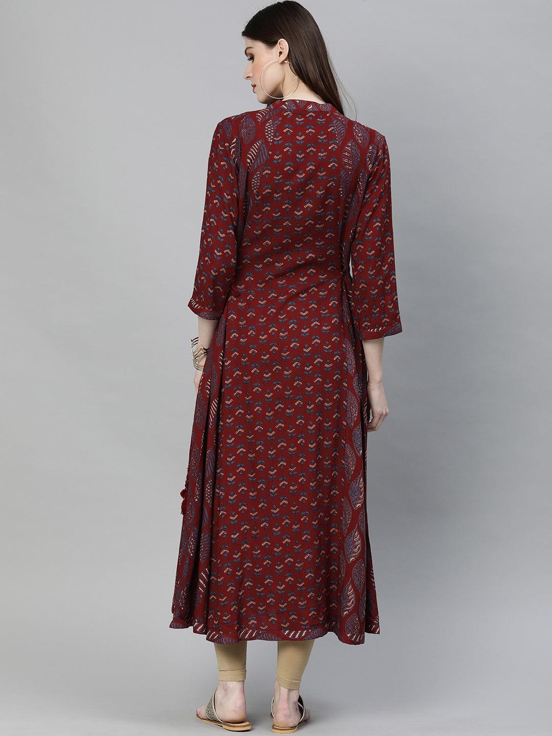 Jamal Jamaloo Maroon Rayon Kurta - Jamal Jamaloo