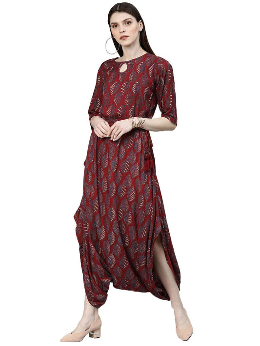 Jamal Jamaloo Maroon Rayon Jumpsuit - Jamal Jamaloo