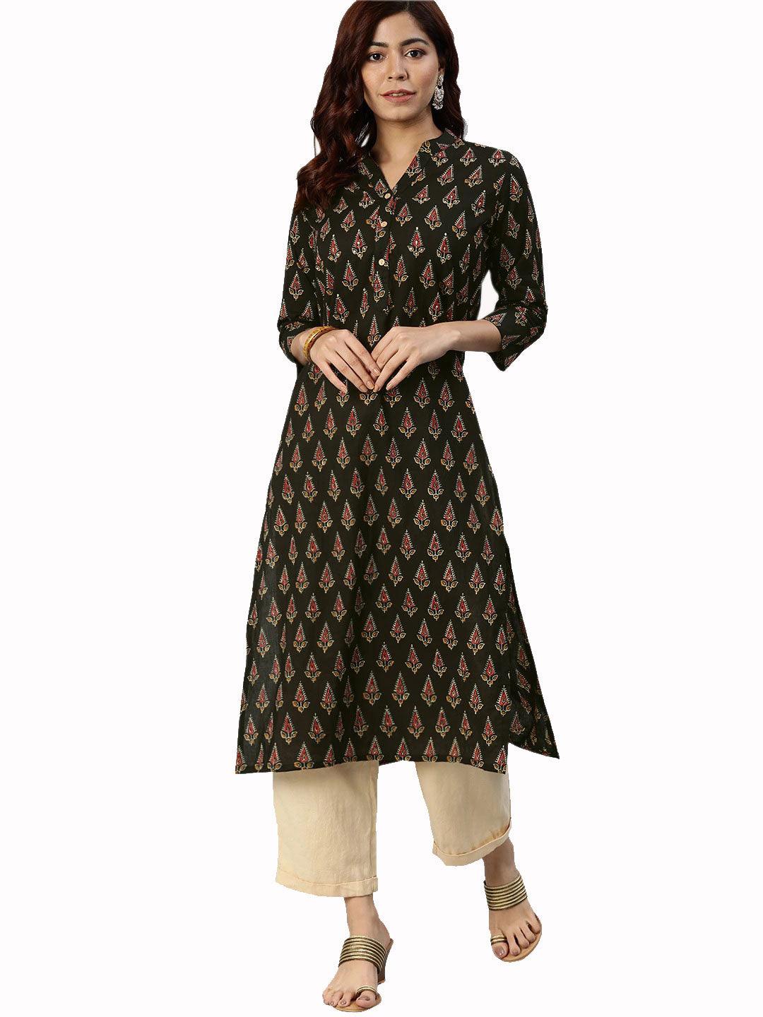 Jamal Jamaloo Black Buti Print Cotton Kurta - Jamal Jamaloo