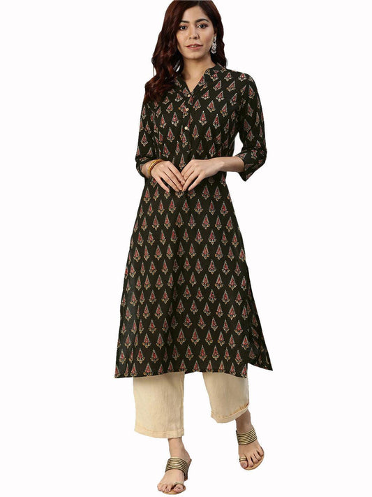 Jamal Jamaloo Black Buti Print Cotton Kurta - Jamal Jamaloo