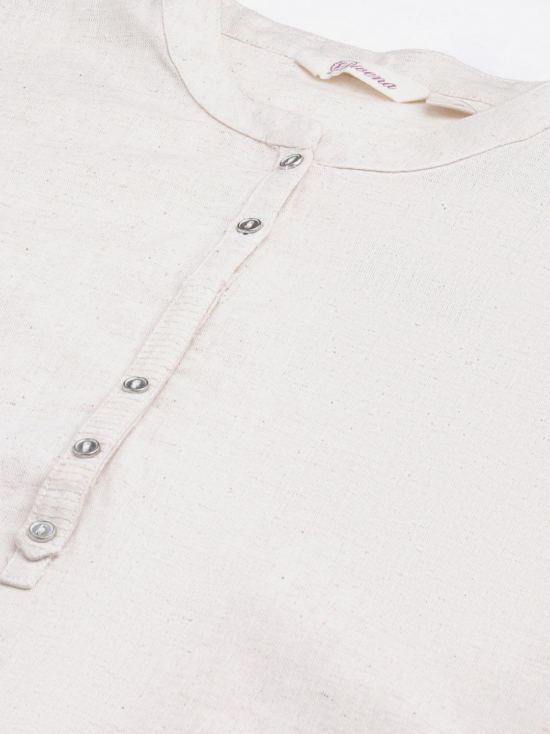 Jamal Jamaloo Solid Beige Cotton Kurta - Jamal Jamaloo