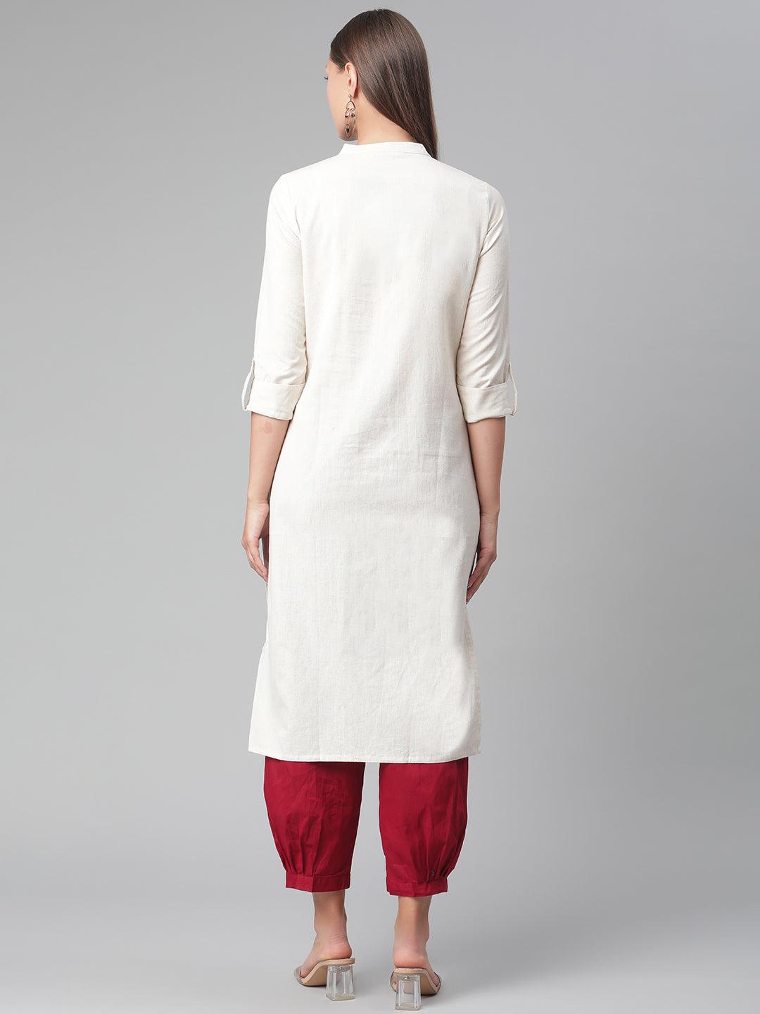 Jamal Jamaloo Solid Beige Cotton Kurta - Jamal Jamaloo