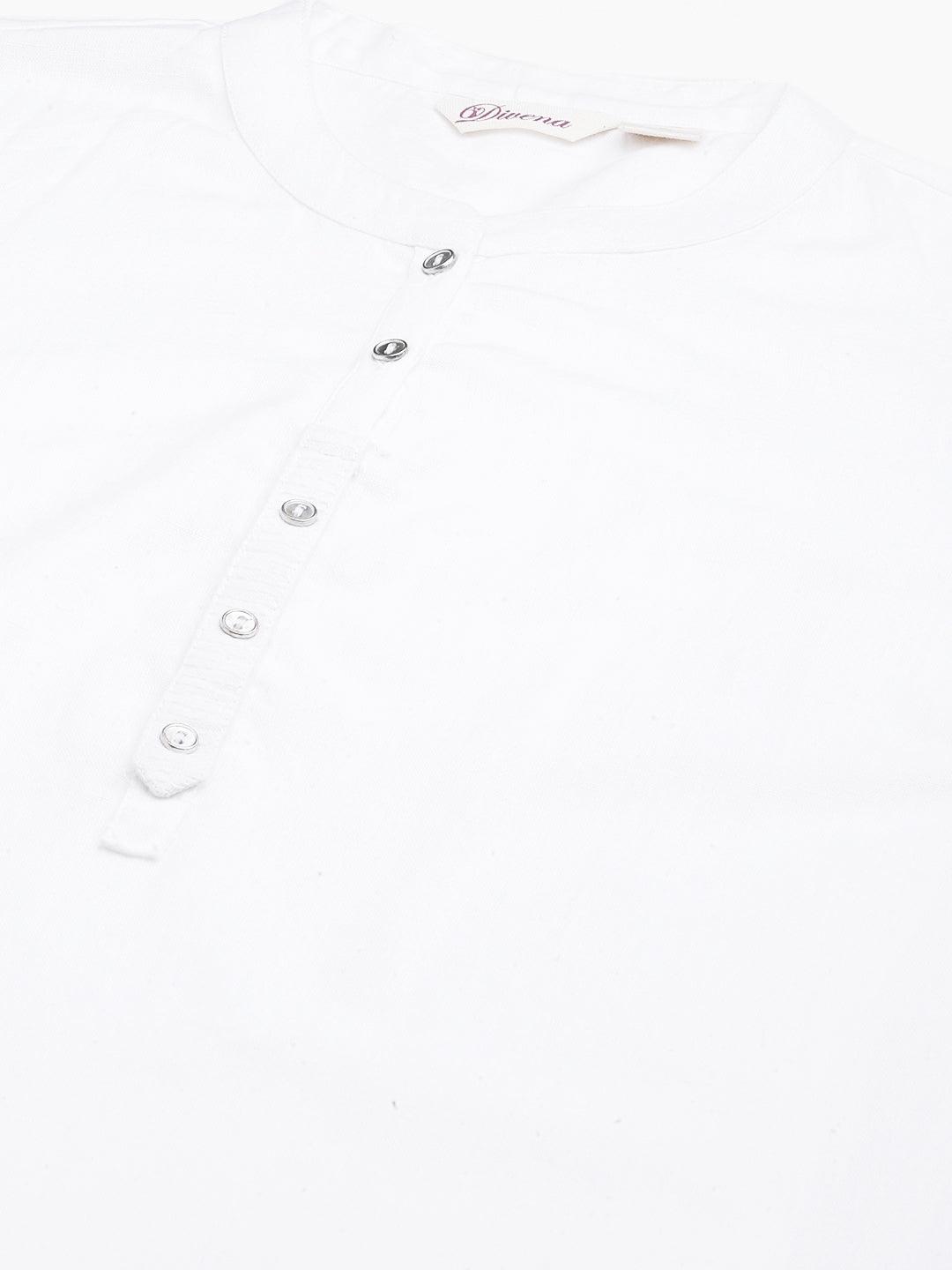 Jamal Jamaloo White Solid Pure Cotton Straight Kurta - Jamal Jamaloo