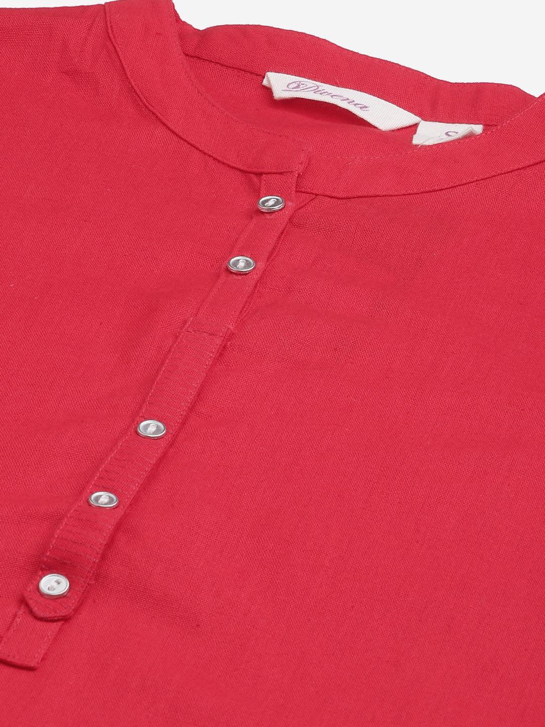 Jamal Jamaloo Red Cotton Straight Kurti - Jamal Jamaloo
