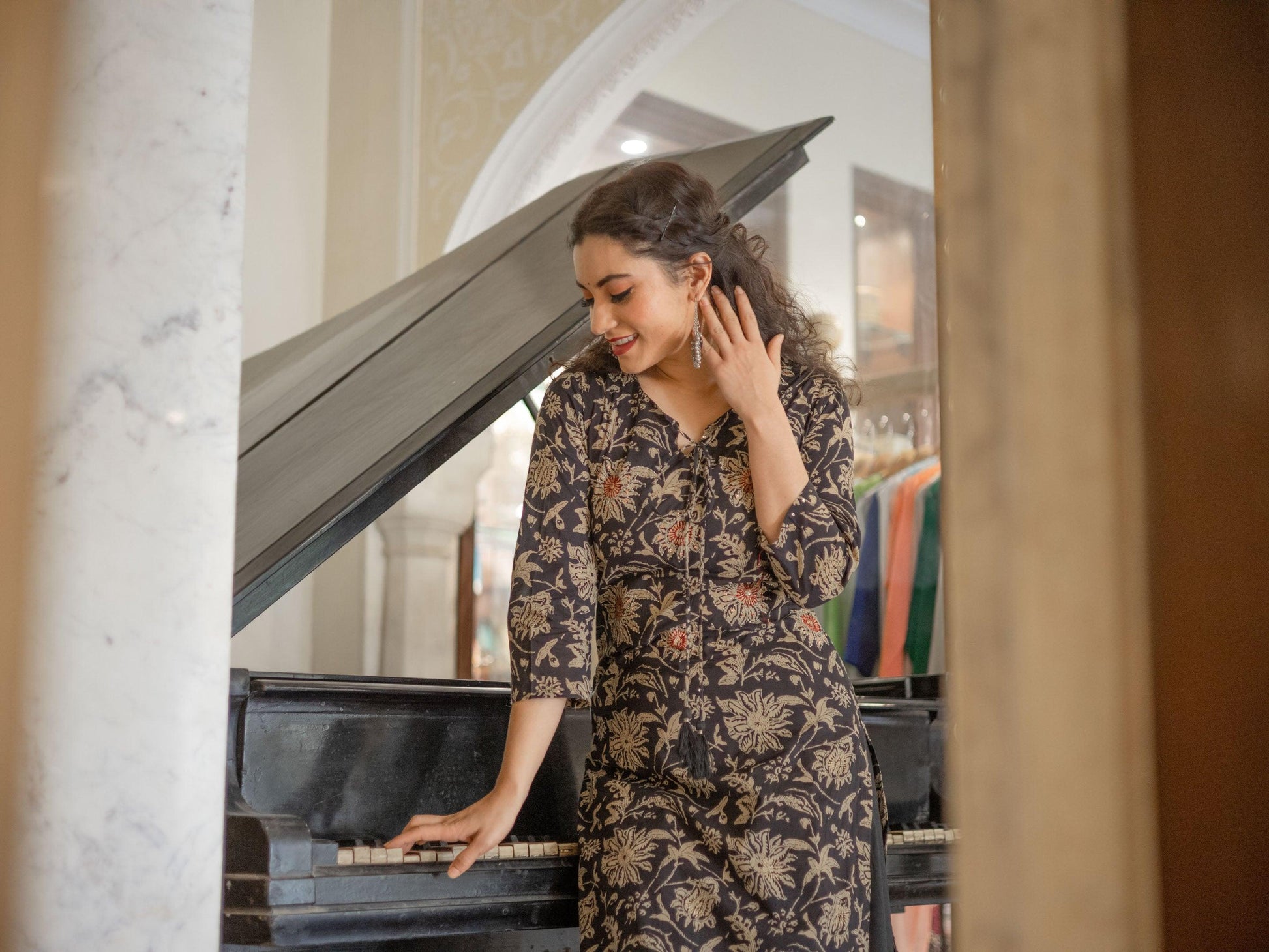 Jamal Jamaloo Black Printed Kurta with Palazzo Set - Jamal Jamalooworld.com