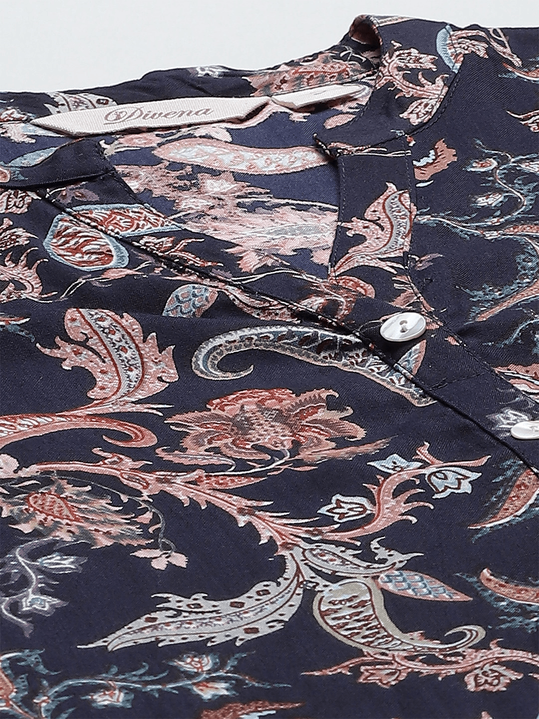 Jamal Jamaloo Blue Printed Rayon Straight Kurti - Jamal Jamaloo