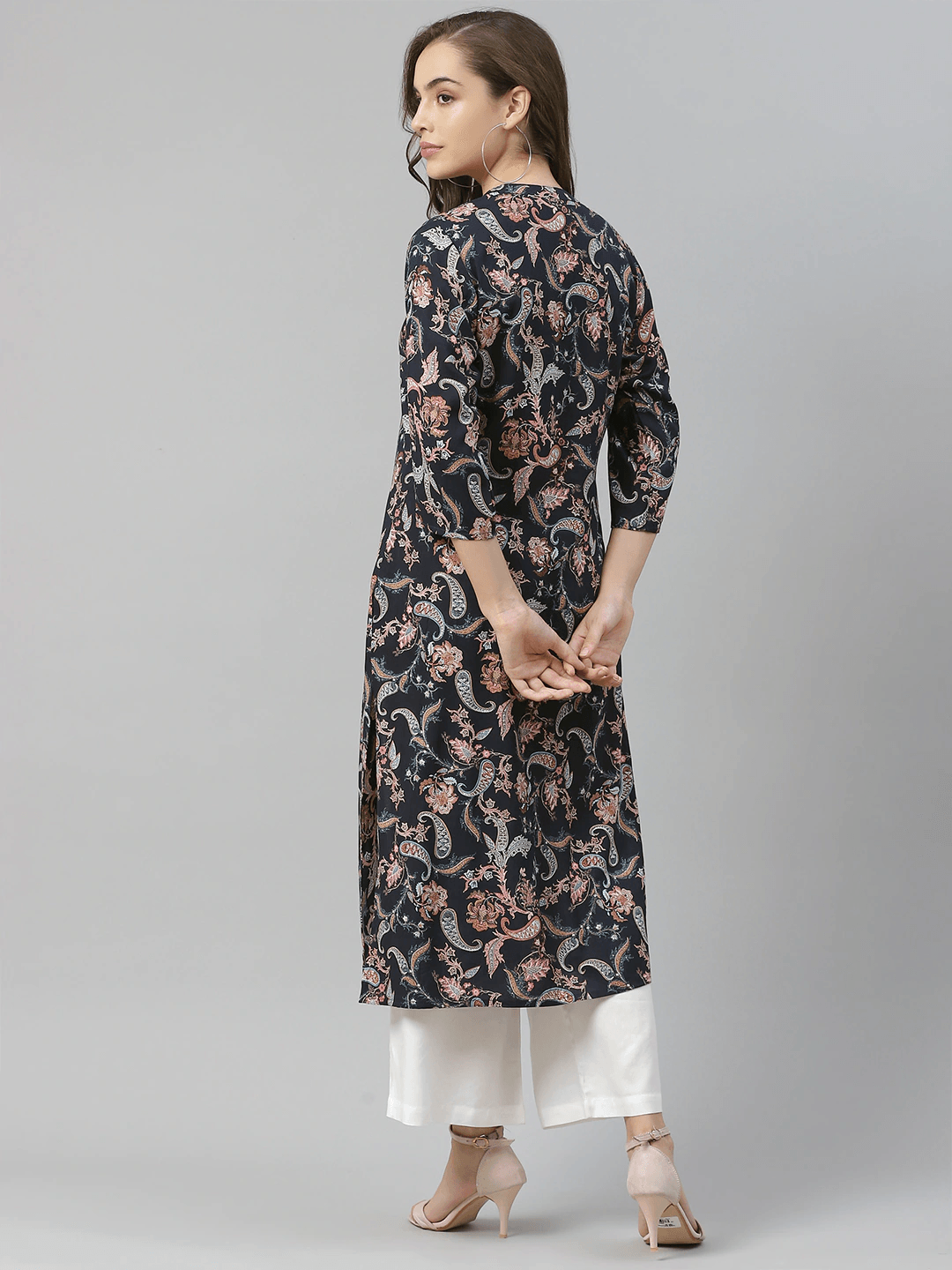 Jamal Jamaloo Blue Printed Rayon Straight Kurti - Jamal Jamaloo