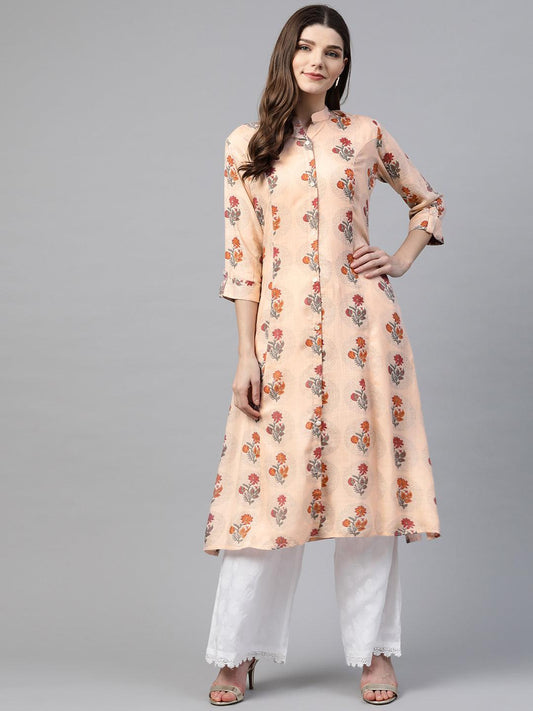 Jamal Jamaloo A-Line Pink Rayon Kurta - Jamal Jamaloo