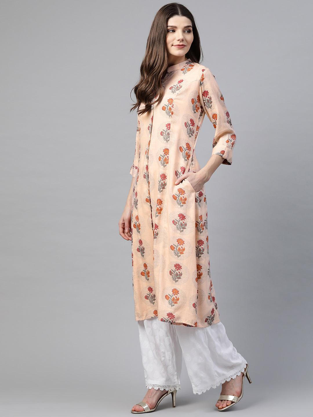Jamal Jamaloo A-Line Pink Rayon Kurta - Jamal Jamaloo