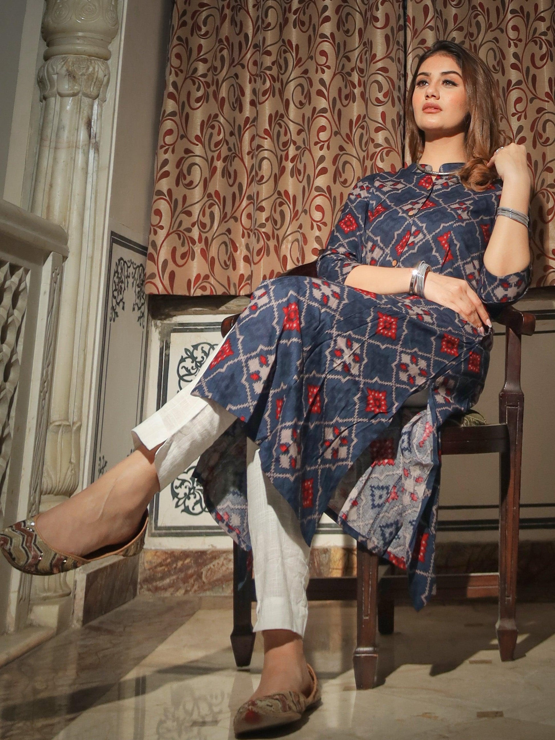 Jamal Jamaloo A-Line Printed Rayon Kurta - Jamal Jamalooworld.com