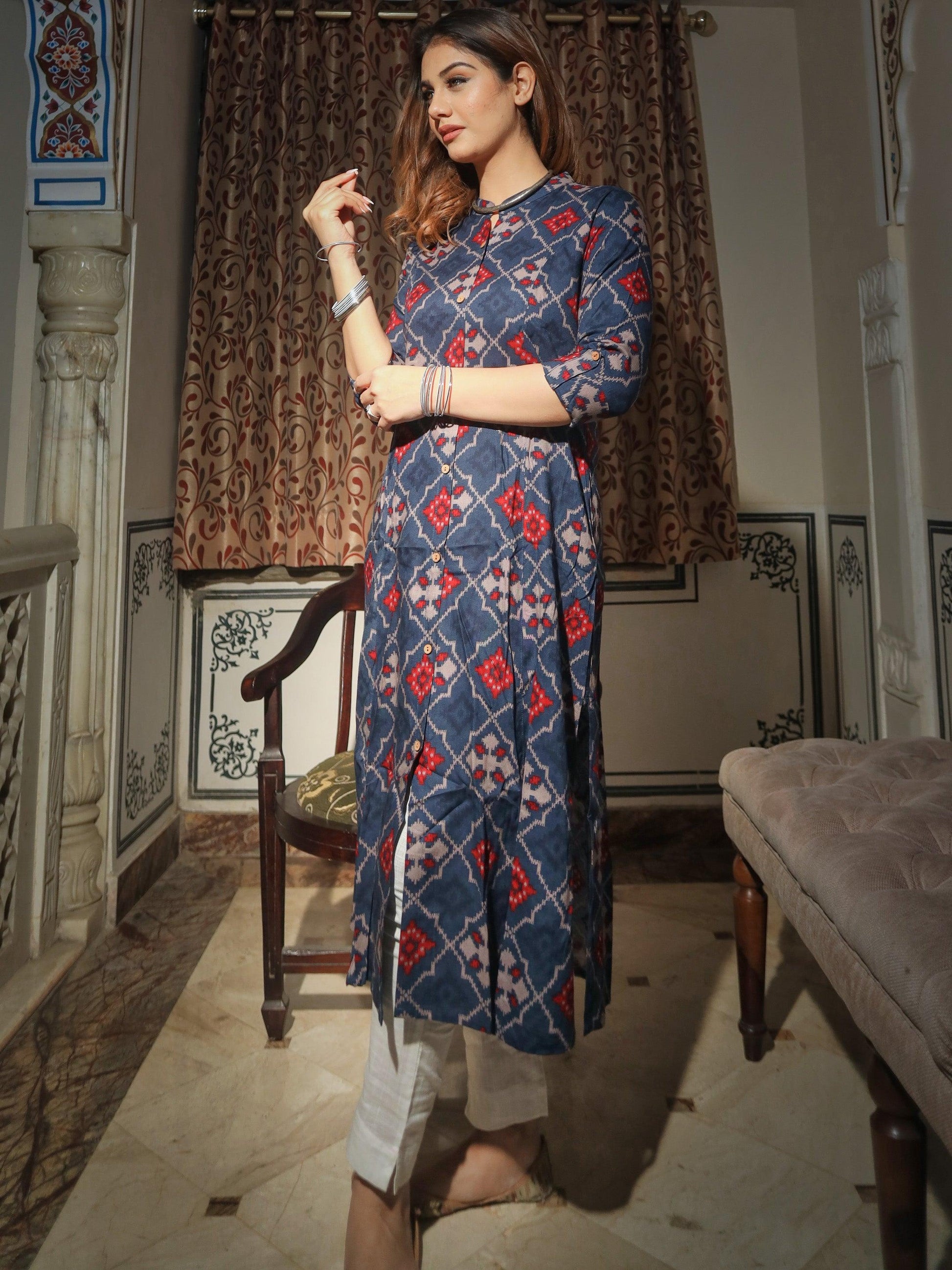 Jamal Jamaloo A-Line Printed Rayon Kurta - Jamal Jamalooworld.com