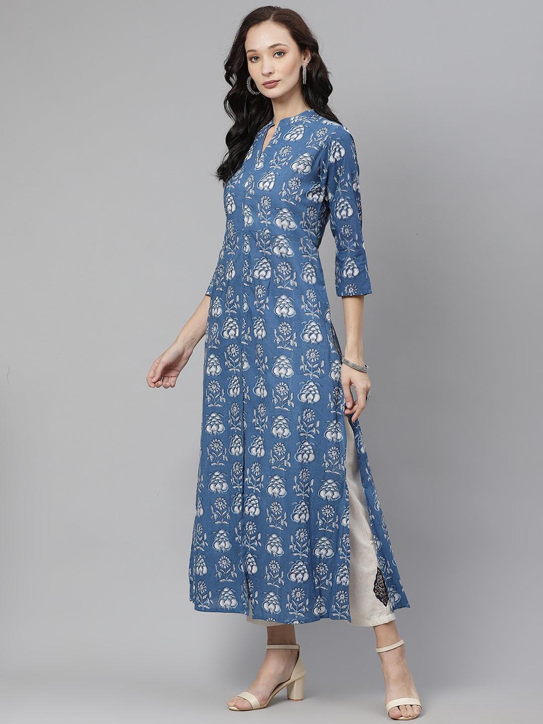 Jamal Jamaloo Blue Cotton shrug style kurta - Jamal Jamaloo