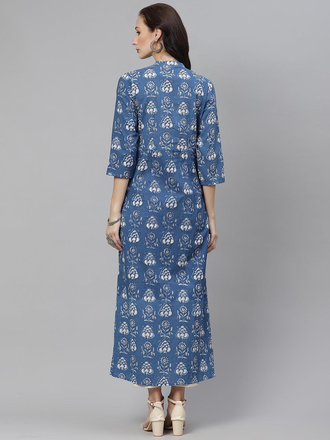 Jamal Jamaloo Blue Cotton shrug style kurta - Jamal Jamaloo