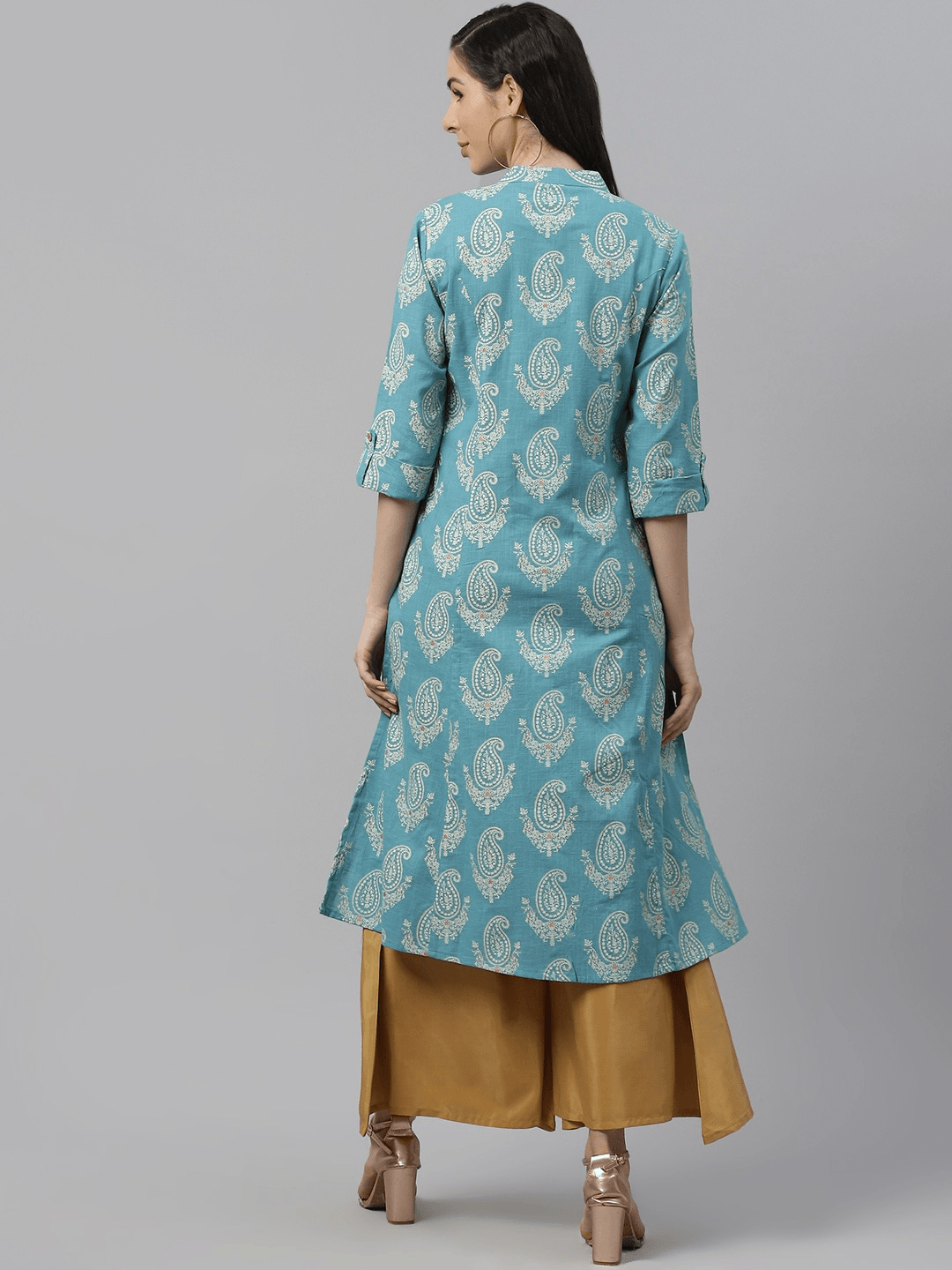 Jamal Jamaloo Sky Blue Cotton Printed Kurta - Jamal Jamaloo