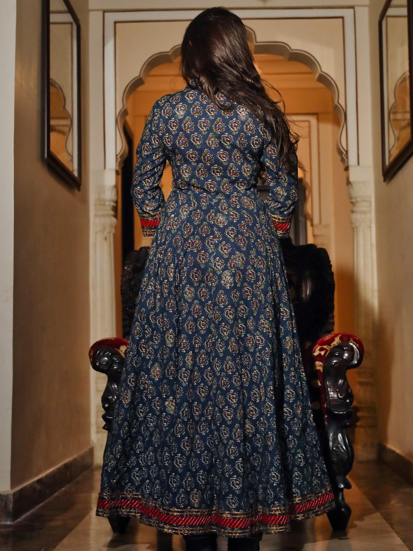 Jamal Jamaloo Blue Cotton Anarkali Kurta - Jamal Jamalooworld.com