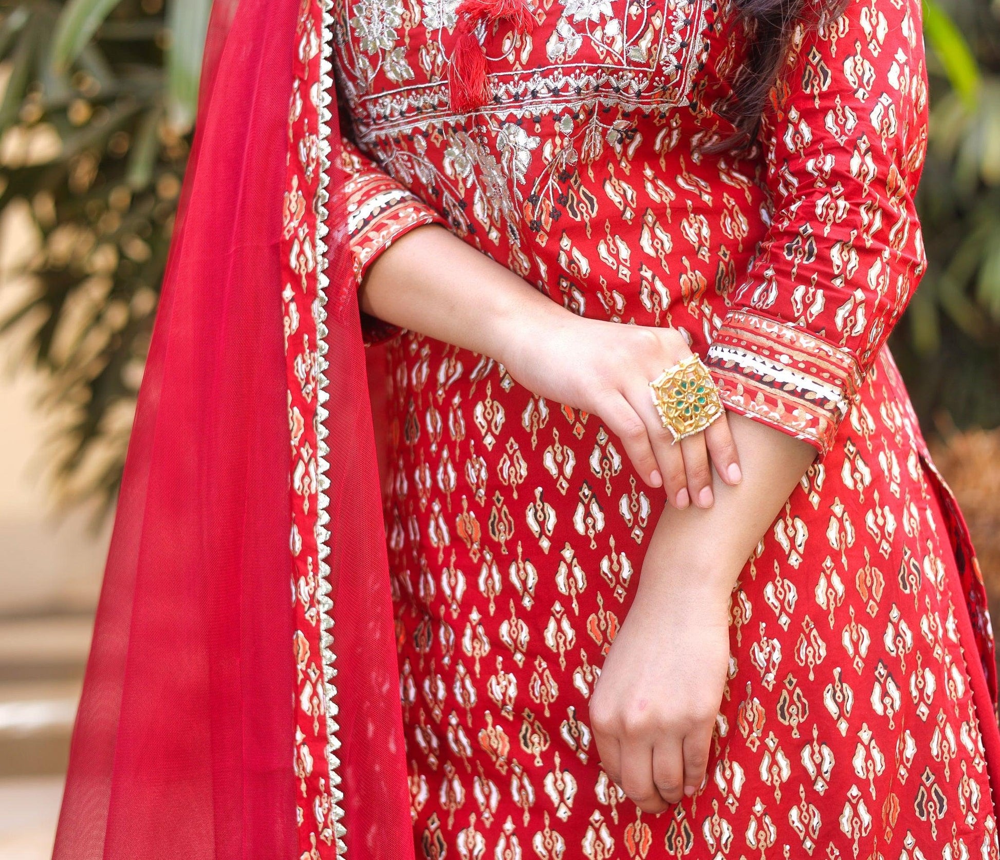 Jamal Jamaloo maroon Cotton Kurta palazzo set with net dupatta - Jamal Jamalooworld.com