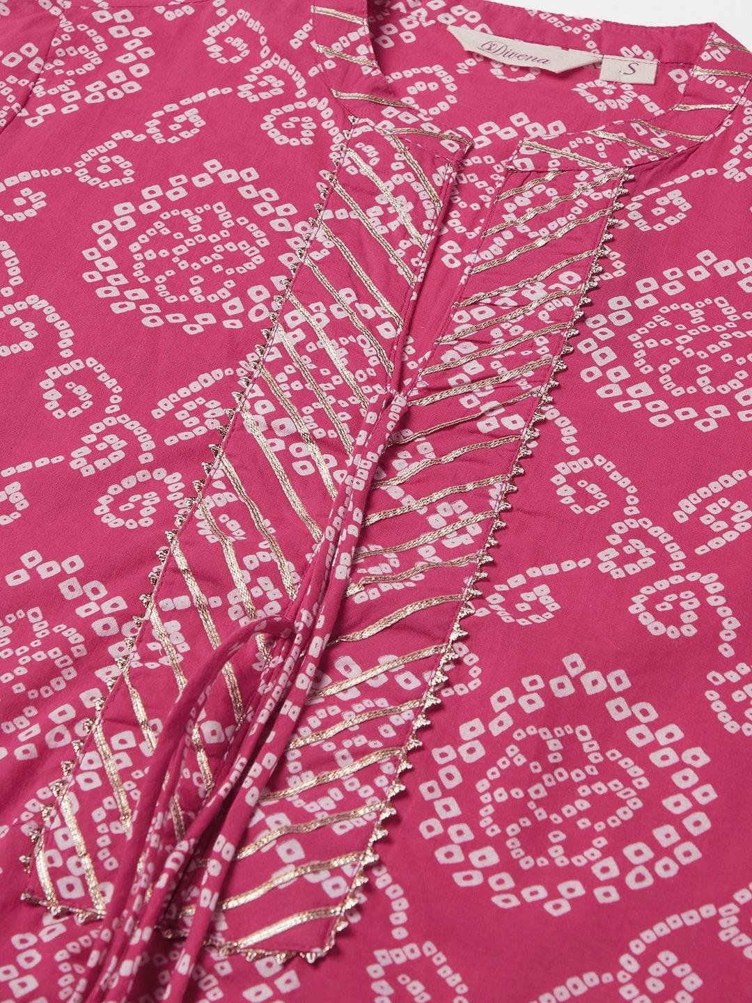 Jamal Jamaloo Pink Bandhej Straight Kurta - Jamal Jamaloo