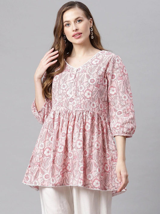 Jamal Jamaloo baby pink Cotton Peplum Top - Jamal Jamaloo