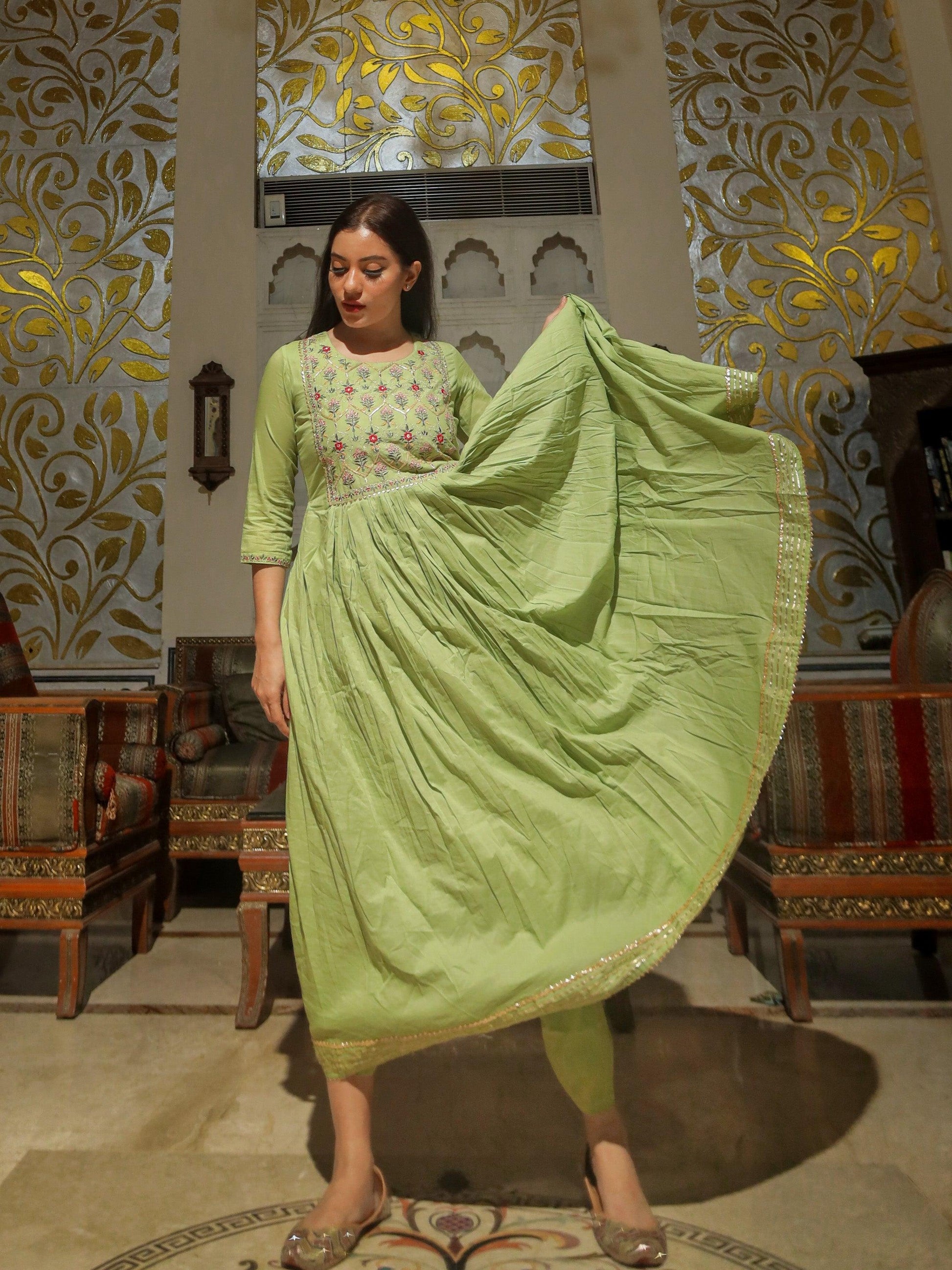 Jamal Jamaloo Green Cotton Kurta Pant Set - Jamal Jamalooworld.com